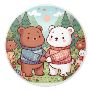 Cute Whimsical  Teddy Bear Friends Baby Room Ceramic Knob
