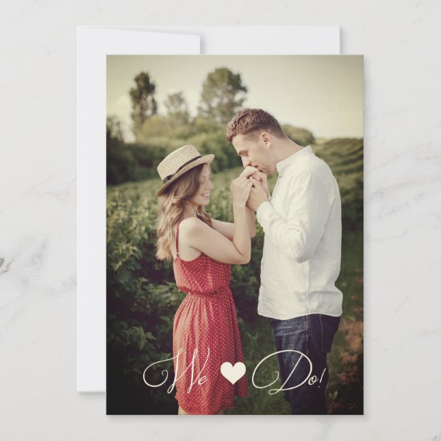 Cute Whimsical Typography Custom Photo Couple Invitation (Front)