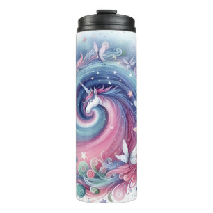 Cute Whimsical Unicorn & Butterfly Thermal Tumbler