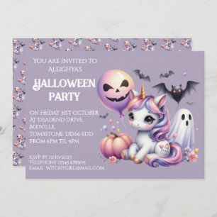 Cute Whimsical Unicorn Halloween Party  Invitation