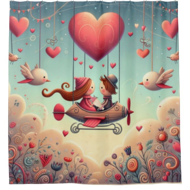 Cute whimsical Valentine's Day heart plane (Front)