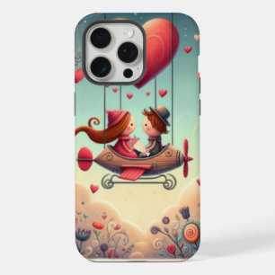 Cute whimsical Valentine's Day heart plane iPhone 15 Pro Max Case