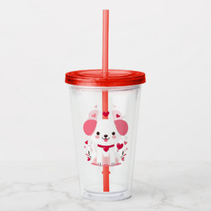 Cute whimsical valentine's puppy acrylic tumbler
