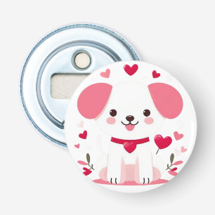Cute whimsical valentine's puppy bottle opener