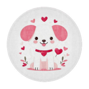 Cute whimsical valentine's puppy cutting board