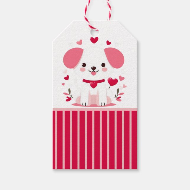 Cute whimsical valentine's puppy gift tags (Front)