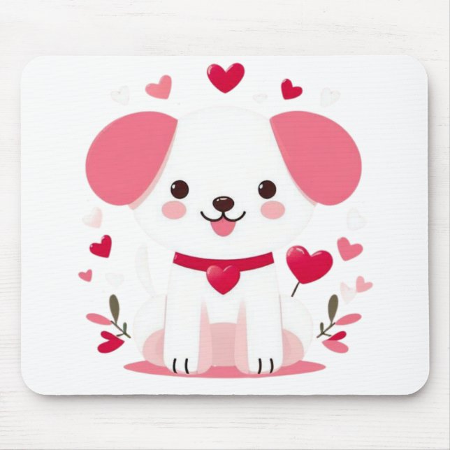 Cute whimsical valentine's puppy mouse pad (Front)