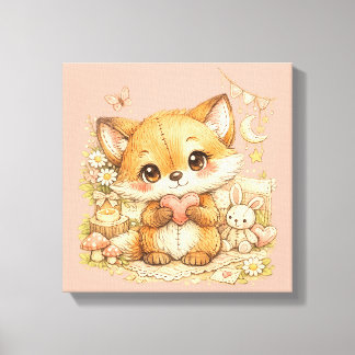 Cute Whimsical Watercolor Animal Canvas Print