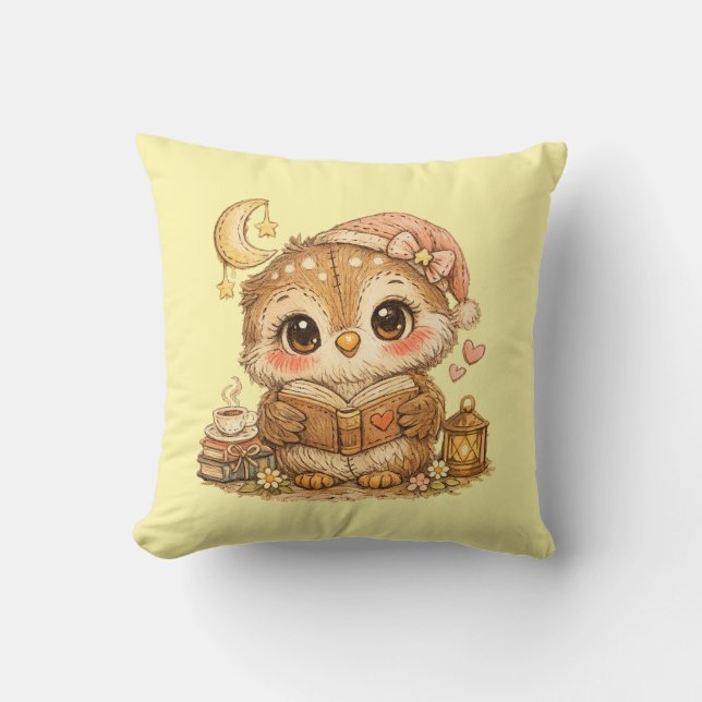 Cute Whimsical Watercolor Animal  Throw Pillow (Front)