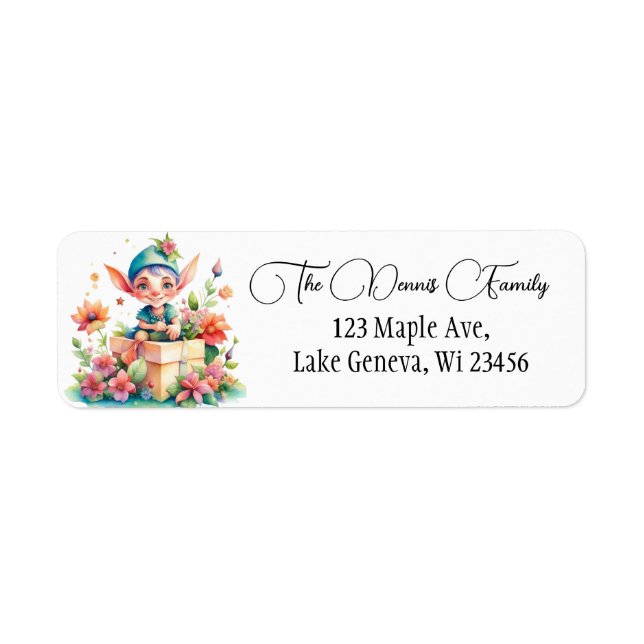 Cute Whimsical Watercolor Christmas Elf (Front)