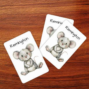 Cute Whimsical Watercolor Mouse Playing Cards