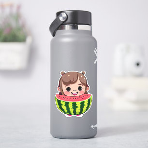 Cute whimsical watermelon cartoon sticker