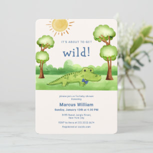 Cute Whimsical Wild Safari Crocodile Baby Shower  Invitation