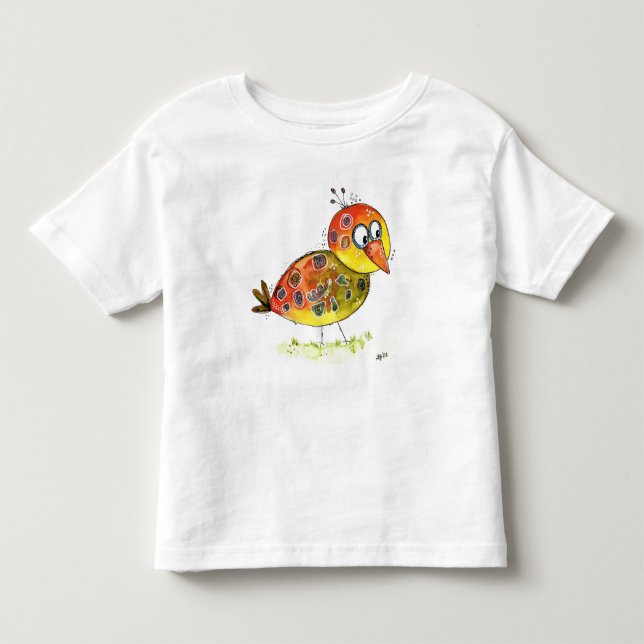 Cute Whimsical Yellow Bird T-Shirt (Front)