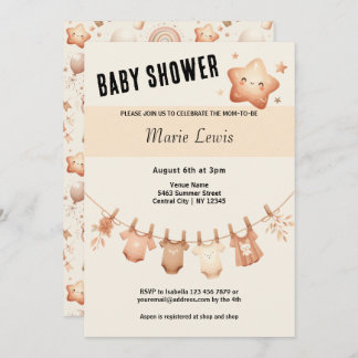 Cute Whimsy Baby Shower - Clothes Line Invitation