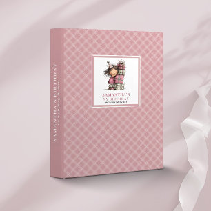 Cute Whimsy Girl 5th Birthday Pink ring binder