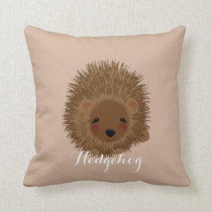 Cute Whimsy Little Hedgehog Illustration Throw Pillow