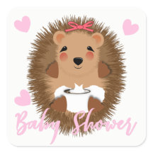 Cute Whimsy Woodland  Hedgehog Baby Girl Shower