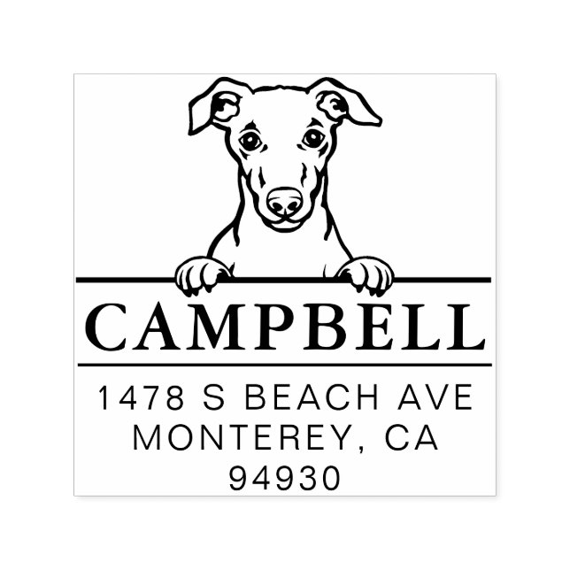 Cute Whippet Custom Dog Address Stamp  (Design)