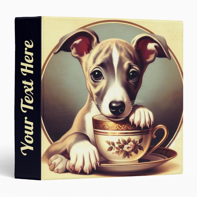 Cute Whippet Puppy Binder (Front/Spine)