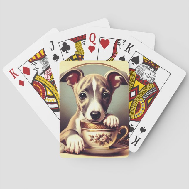 Cute Whippet Puppy Playing Cards (Back)