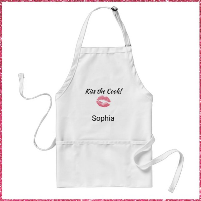 Cute White and Pink Lipstick Kiss the Cook  Standard Apron (Creator Uploaded)