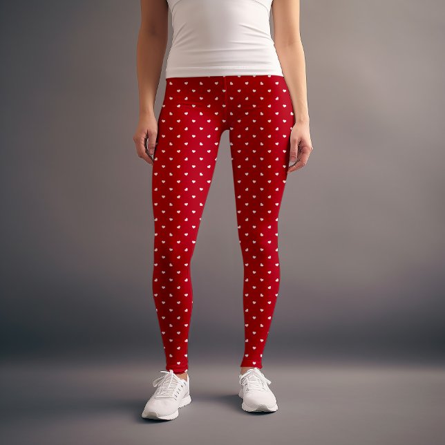 Cute White and Red Hearts Pattern Leggings (Creator Uploaded)