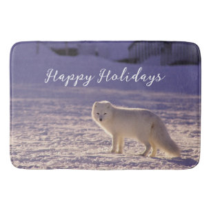 Cute White Arctic Fox Snow Winter Photography Bath Mat
