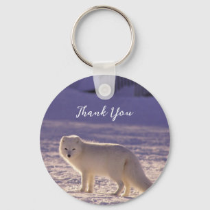 Cute White Arctic Fox Snow Winter Photography Keychain