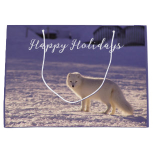 Cute White Arctic Fox Snow Winter Photography Large Gift Bag
