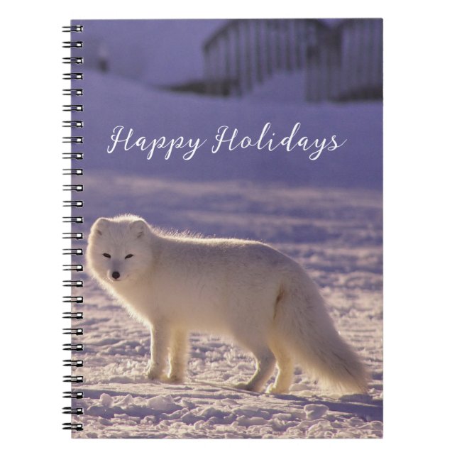 Cute White Arctic Fox Snow Winter Photography Notebook (Front)