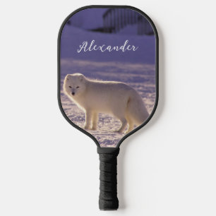 Cute White Arctic Fox Snow Winter Photography Pickleball Paddle