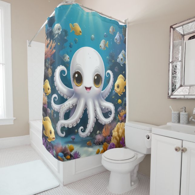 Cute White baby Octopus Under the Sea bathroom (In Situ)