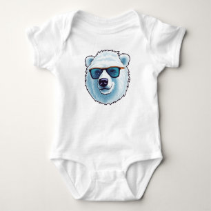 Cute White Bear Baby Bodysuit