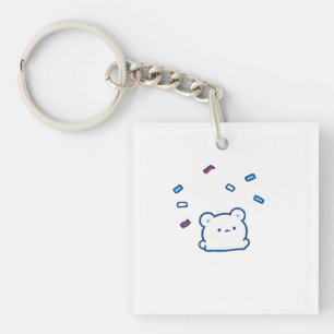 Cute White Bear Celebration Character Keychain