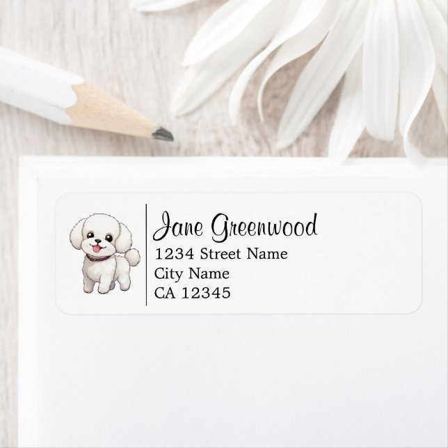 Cute White Bichon Frise Dog Name And Address (Insitu)