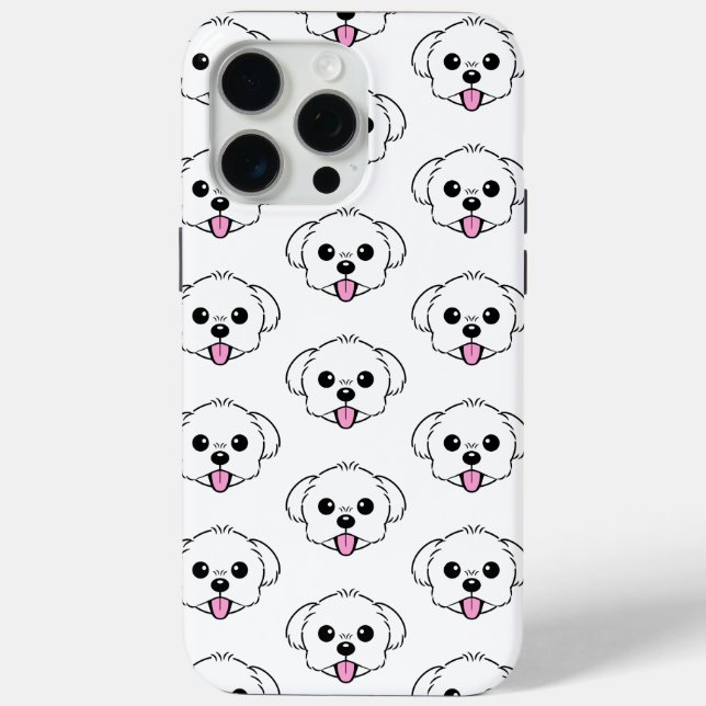 Cute White Bichon Frise Dog Sticking Tongue Out Case-Mate iPhone Case (Back)