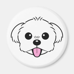 Cute White Bichon Frise Dog Sticking Tongue Out Magnet