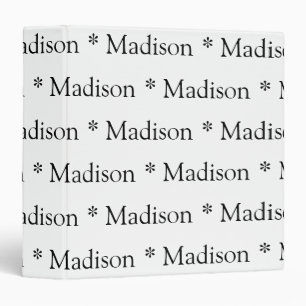 Cute white black custom name text monogram pattern binder