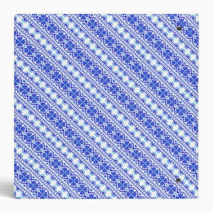 Cute white blue decorative ukrainian stripes binder