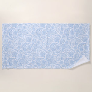 Cute white blue paisley pattern beach towel