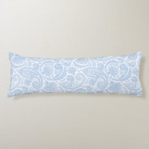 Cute white blue paisley pattern body pillow