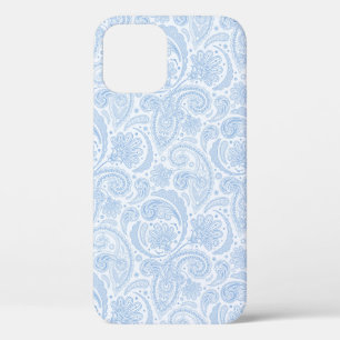 Cute white blue paisley pattern iPhone 12 pro case