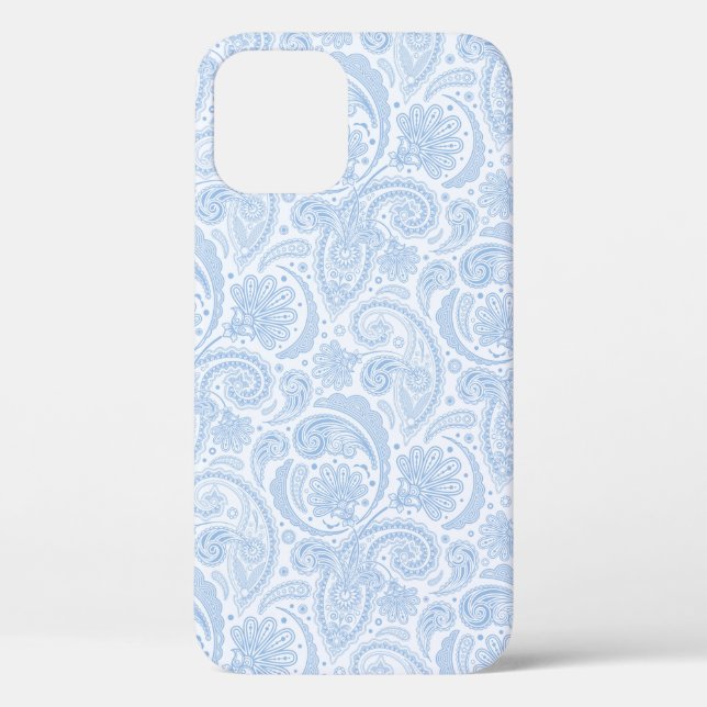 Cute white blue paisley pattern Case-Mate iPhone case (Back)