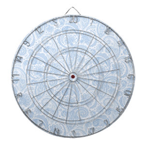 Cute white blue paisley pattern dartboard