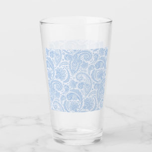 Cute white blue paisley pattern glass