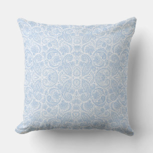 Cute white blue paisley pattern throw pillow