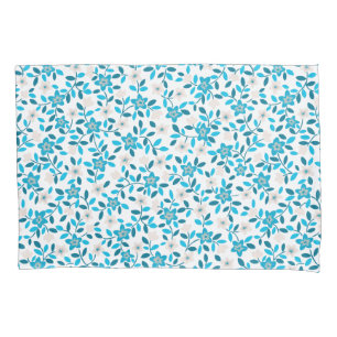 Cute white blue seamless spring flowers patterns pillowcase