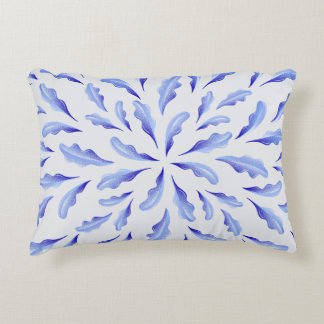 cute white blue simple leaves flowers  accent pillow