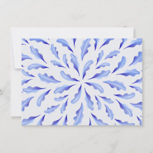 cute white blue simple leaves flowers card